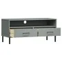 Mueble de TV con patas de metal OSLO madera maciza pino gris de vidaXL, Muebles TV - Ref: Foro24-351025, Precio: 71,31 €, Des...