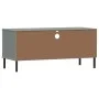 Mueble de TV con patas de metal OSLO madera maciza pino gris de vidaXL, Muebles TV - Ref: Foro24-351025, Precio: 71,31 €, Des...