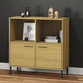 OSLO bookcase metal legs solid brown wood 90x35x90.5 cm by vidaXL, Bookcases and shelves - Ref: Foro24-351015, Price: 96,90 €...