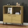 Librería patas de metal OSLO madera maciza marrón 90x35x90,5 cm de vidaXL, Librerías y estanterías - Ref: Foro24-351015, Prec...