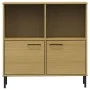 Librería patas de metal OSLO madera maciza marrón 90x35x90,5 cm de vidaXL, Librerías y estanterías - Ref: Foro24-351015, Prec...