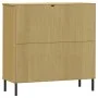 Librería patas de metal OSLO madera maciza marrón 90x35x90,5 cm de vidaXL, Librerías y estanterías - Ref: Foro24-351015, Prec...