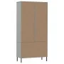 OSLO Bücherregal, Metallbeine, massives graues Holz, 85 x 35 x 172,5 cm von vidaXL, Bücherregale und Regale - Ref: Foro24-350...