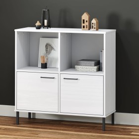 OSLO bookcase metal legs solid wood white 90x35x90.5 cm by vidaXL, Bookcases and shelves - Ref: Foro24-351017, Price: 103,12 ...