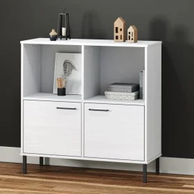 OSLO bookcase metal legs solid wood white 90x35x90.5 cm by vidaXL, Bookcases and shelves - Ref: Foro24-351017, Price: 101,81 ...