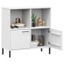OSLO bookcase metal legs solid wood white 90x35x90.5 cm by vidaXL, Bookcases and shelves - Ref: Foro24-351017, Price: 103,12 ...