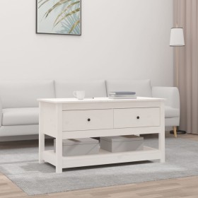 Mesa de centro de madera maciza de pino blanca 102x49x55 cm