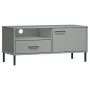 Mueble de TV con patas de metal OSLO madera maciza pino gris de vidaXL, Muebles TV - Ref: Foro24-351022, Precio: 67,14 €, Des...