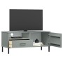 TV-Schrank mit Metallbeinen OSLO aus massivem grauem Kiefernholz von vidaXL, TV-Möbel - Ref: Foro24-351022, Preis: 67,77 €, R...
