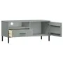 Mueble de TV con patas de metal OSLO madera maciza pino gris de vidaXL, Muebles TV - Ref: Foro24-351022, Precio: 67,14 €, Des...