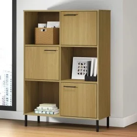 OSLO Bücherregal, Metallbeine, massives braunes Holz, 90 x 35 x 128,5 cm von vidaXL, Bücherregale und Regale - Ref: Foro24-35...