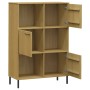 OSLO Bücherregal, Metallbeine, massives braunes Holz, 90 x 35 x 128,5 cm von vidaXL, Bücherregale und Regale - Ref: Foro24-35...