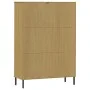 Librería patas de metal OSLO madera maciza marrón 90x35x128,5cm de vidaXL, Librerías y estanterías - Ref: Foro24-351012, Prec...