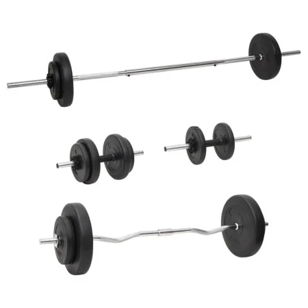 Juego de barras y mancuernas con discos 60 kg de vidaXL, Peso libre - Ref: Foro24-3145027, Precio: 174,58 €, Descuento: %
