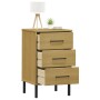 Mesita de noche patas de metal madera maciza pino marrón OSLO de vidaXL, Mesitas de noche - Ref: Foro24-350976, Precio: 59,59...