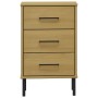 Mesita de noche patas de metal madera maciza pino marrón OSLO de vidaXL, Mesitas de noche - Ref: Foro24-350976, Precio: 59,59...