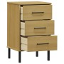 Mesita de noche patas de metal madera maciza pino marrón OSLO de vidaXL, Mesitas de noche - Ref: Foro24-350976, Precio: 59,59...