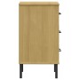Mesita de noche patas de metal madera maciza pino marrón OSLO de vidaXL, Mesitas de noche - Ref: Foro24-350976, Precio: 59,59...