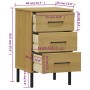 Mesita de noche patas de metal madera maciza pino marrón OSLO de vidaXL, Mesitas de noche - Ref: Foro24-350976, Precio: 59,59...