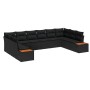 Conjunto de sofá de jardín con cojín 10 pcs Negro Poliratán