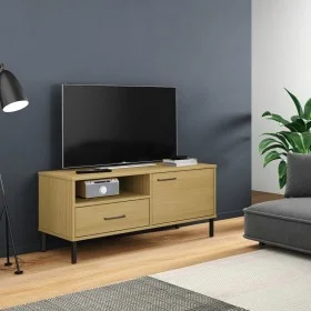 TV-Möbel mit Metallbeinen OSLO Massives Kiefernholz braun von vidaXL, TV-Möbel - Ref: Foro24-351021, Preis: 63,86 €, Rabatt: %