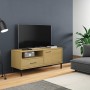 Mueble de TV con patas de metal OSLO madera maciza pino marrón de vidaXL, Muebles TV - Ref: Foro24-351021, Precio: 64,40 €, D...