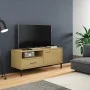 Mueble de TV con patas de metal OSLO madera maciza pino marrón de vidaXL, Muebles TV - Ref: Foro24-351021, Precio: 63,86 €, D...