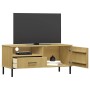 Mueble de TV con patas de metal OSLO madera maciza pino marrón de vidaXL, Muebles TV - Ref: Foro24-351021, Precio: 64,40 €, D...
