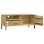 Mueble de TV con patas de metal OSLO madera maciza pino marrón de vidaXL, Muebles TV - Ref: Foro24-351021, Precio: 63,86 €, D...