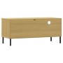 Mueble de TV con patas de metal OSLO madera maciza pino marrón de vidaXL, Muebles TV - Ref: Foro24-351021, Precio: 64,40 €, D...