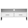 TV-Schrank mit Metallbeinen OSLO aus massivem weißem Kiefernholz von vidaXL, TV-Möbel - Ref: Foro24-351026, Preis: 72,27 €, R...