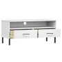 TV-Schrank mit Metallbeinen OSLO aus massivem weißem Kiefernholz von vidaXL, TV-Möbel - Ref: Foro24-351026, Preis: 72,27 €, R...