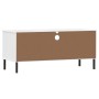 TV-Schrank mit Metallbeinen OSLO aus massivem weißem Kiefernholz von vidaXL, TV-Möbel - Ref: Foro24-351026, Preis: 72,27 €, R...