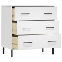 OSLO solid wood sideboard with 3 drawers in white, 77x40x79.5 cm by vidaXL, Drawers - Ref: Foro24-350981, Price: 155,63 €, Di...