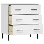 OSLO solid wood sideboard with 3 drawers in white, 77x40x79.5 cm by vidaXL, Drawers - Ref: Foro24-350981, Price: 153,05 €, Di...
