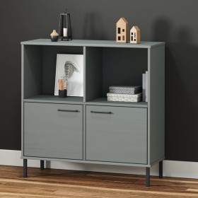 OSLO solid wood gray metal legs bookcase 90x35x90.5 cm by vidaXL, Bookcases and shelves - Ref: Foro24-351016, Price: 102,72 €...