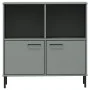 OSLO Bücherregal aus massivem grauem Holz mit Metallbein 90x35x90,5 cm von vidaXL, Bücherregale und Regale - Ref: Foro24-3510...