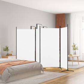 Biombo divisor de 4 paneles de tela blanco 346x180 cm