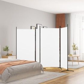 Biombo divisor de 4 paneles de tela blanco 346x180 cm