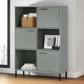 OSLO bookcase metal legs solid gray wood 90x35x128.5cm by vidaXL, Bookcases and shelves - Ref: Foro24-351013, Price: 145,64 €...