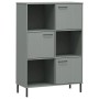 OSLO Bücherregal, Metallbeine, massives graues Holz, 90 x 35 x 128,5 cm von vidaXL, Bücherregale und Regale - Ref: Foro24-351...