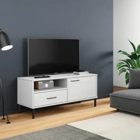 TV-Möbel mit Metallbeinen OSLO massives Kiefernholz weiß von vidaXL, TV-Möbel - Ref: Foro24-351023, Preis: 67,38 €, Rabatt: %
