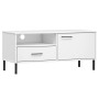 TV-Möbel mit Metallbeinen OSLO massives Kiefernholz weiß von vidaXL, TV-Möbel - Ref: Foro24-351023, Preis: 67,99 €, Rabatt: %