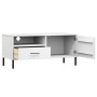 TV-Möbel mit Metallbeinen OSLO massives Kiefernholz weiß von vidaXL, TV-Möbel - Ref: Foro24-351023, Preis: 67,99 €, Rabatt: %