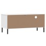 TV-Möbel mit Metallbeinen OSLO massives Kiefernholz weiß von vidaXL, TV-Möbel - Ref: Foro24-351023, Preis: 67,99 €, Rabatt: %