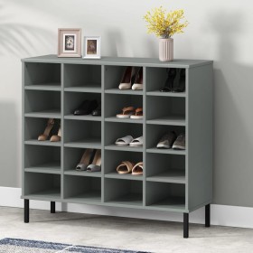 Zapatero patas de metal OSLO madera maciza gris 95x35x86 cm