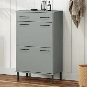 OSLO solid pine gray shoe rack with metal legs by vidaXL, Shoe racks and shoe organizers - Ref: Foro24-350983, Price: 125,19 ...