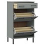 OSLO solid pine gray shoe rack with metal legs by vidaXL, Shoe racks and shoe organizers - Ref: Foro24-350983, Price: 127,07 ...