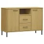 Zapatero patas de metal OSLO madera maciza marrón 113x40x77 cm de vidaXL, Aparadores - Ref: Foro24-351018, Precio: 105,14 €, ...