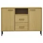 Zapatero patas de metal OSLO madera maciza marrón 113x40x77 cm de vidaXL, Aparadores - Ref: Foro24-351018, Precio: 105,14 €, ...